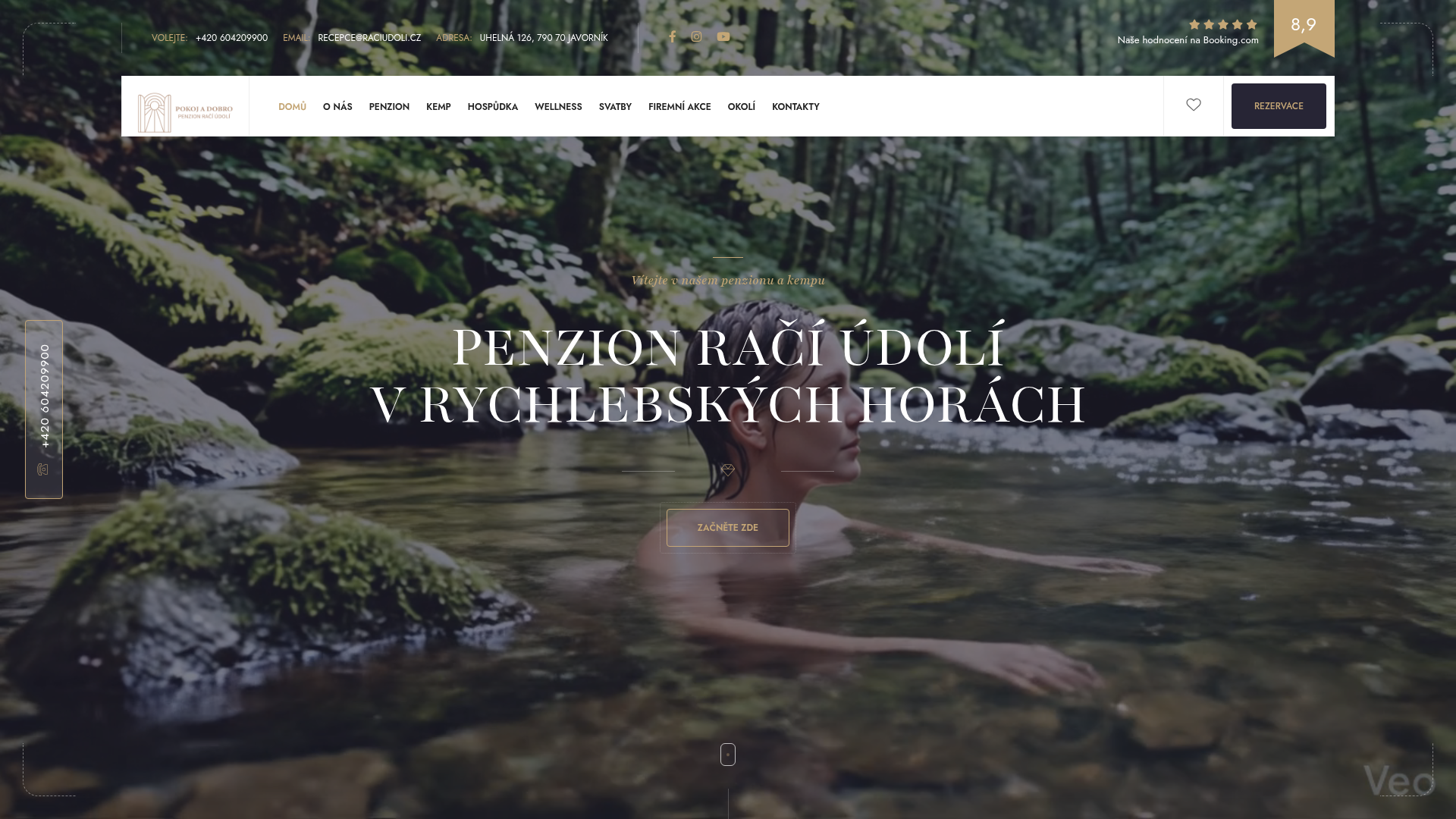Račí údolí — hotelový web s rezervačním systémem Bookolo